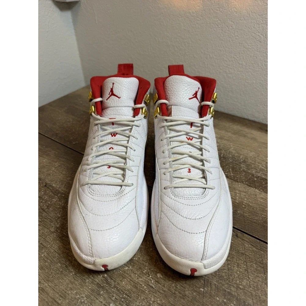 Nike Air Jordan 12 Retro FIBA 2019 White University Red Gold Sz 12 130690-107